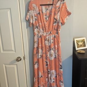 Coral Floral Long Maxi